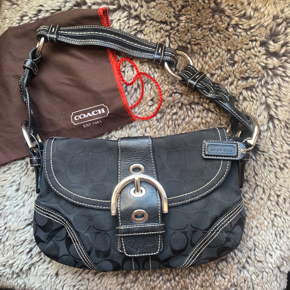 Coach Black Buckle Logo Purse